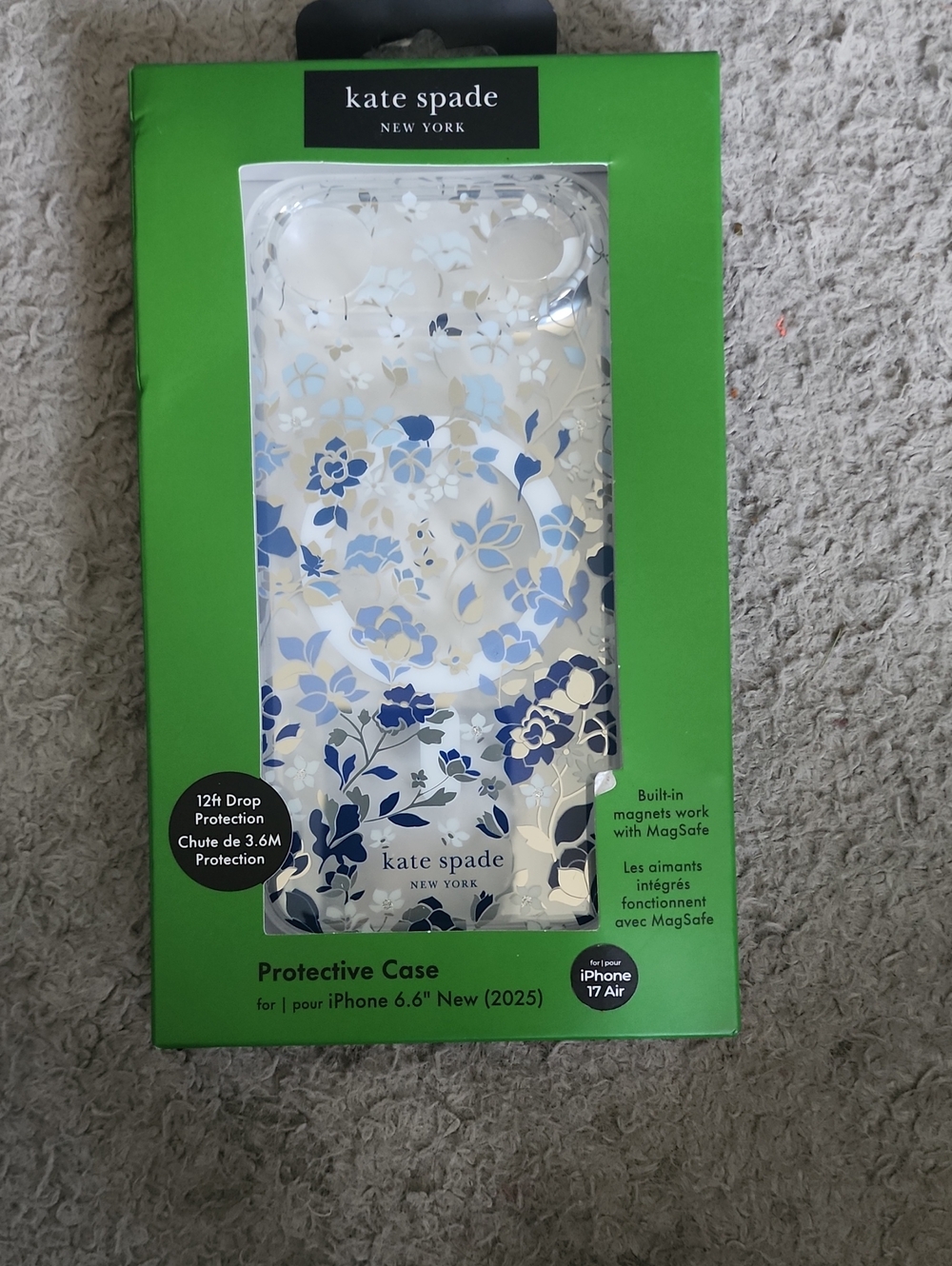 kate spade Clear Floral iPhone Case with Blue and White Flowers